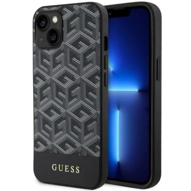 Чехол Guess GCube Stripes для iPhone 14 Black with MagSafe (GUHMP14SHGCFSEK)