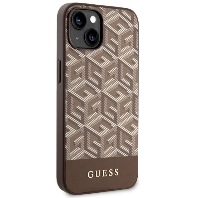 Чехол Guess GCube Stripes для iPhone 14 Brown with MagSafe (GUHMP14SHGCFSEW)