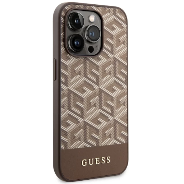 Чохол Guess GCube Stripes для iPhone 14 Pro Brown with MagSafe (GUHMP14LHGCFSEW)