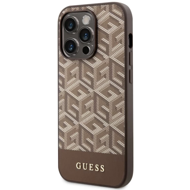 Чехол Guess GCube Stripes для iPhone 14 Pro Max Brown with MagSafe (GUHMP14XHGCFSEW)