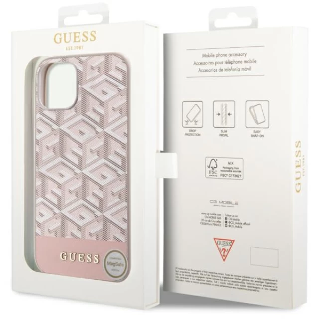 Чохол Guess GCube Stripes для iPhone 14 Pink with MagSafe (GUHMP14SHGCFSEP)