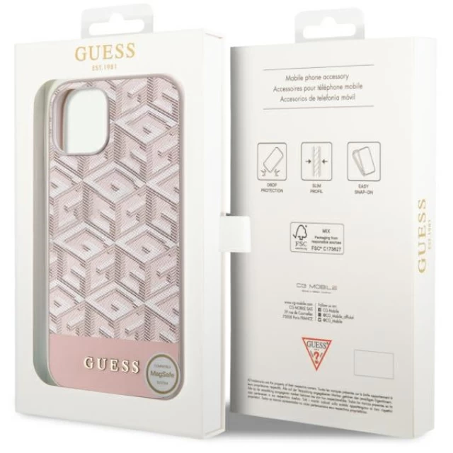 Чохол Guess GCube Stripes для iPhone 14 Plus Pink with MagSafe (GUHMP14MHGCFSEP)