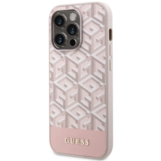 Чохол Guess GCube Stripes для iPhone 14 Pro Pink with MagSafe (GUHMP14LHGCFSEP)