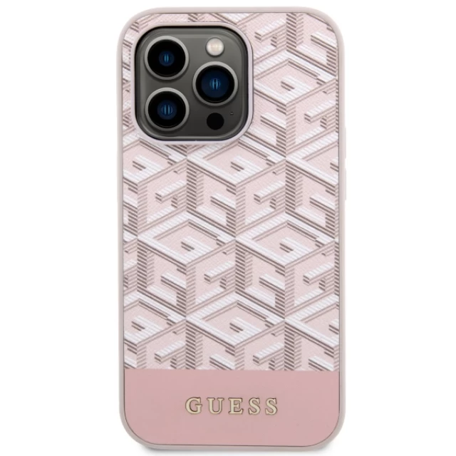 Чехол Guess GCube Stripes для iPhone 14 Pro Pink with MagSafe (GUHMP14LHGCFSEP)