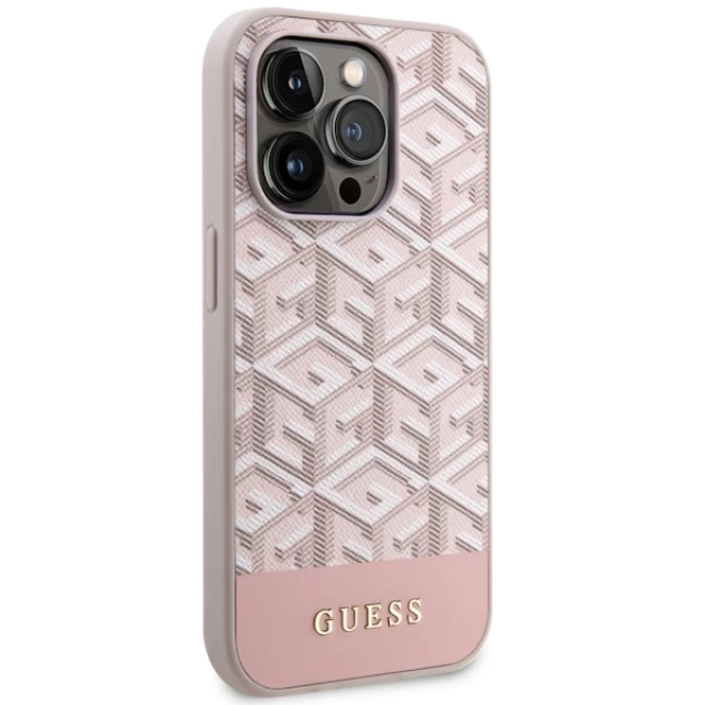 Чехол Guess GCube Stripes для iPhone 14 Pro Max Pink with MagSafe (GUHMP14XHGCFSEP)
