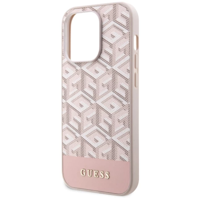 Чохол Guess GCube Stripes для iPhone 14 Pro Max Pink with MagSafe (GUHMP14XHGCFSEP)