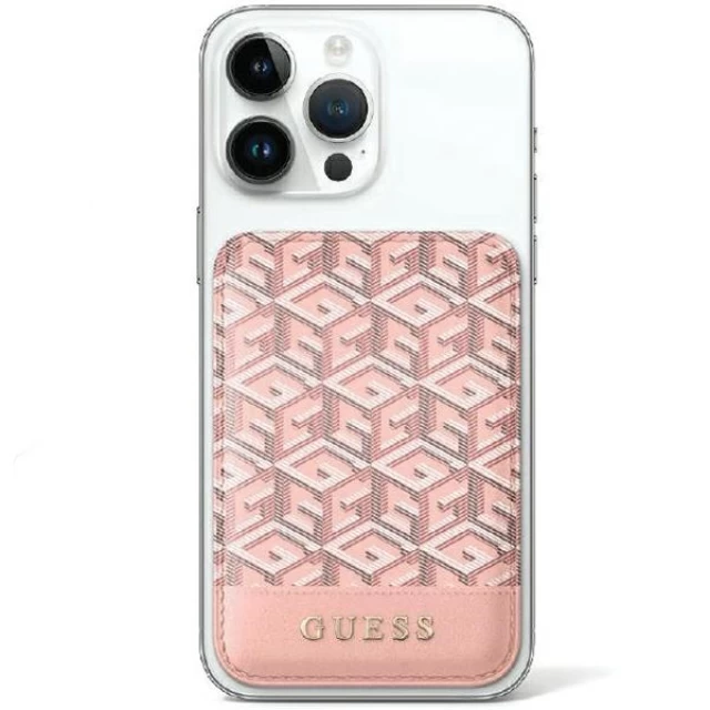 Чехол-бумажник Guess G Cube Stripes (Card Slot) Pink with MagSafe (GUWMSHGCFSEP)