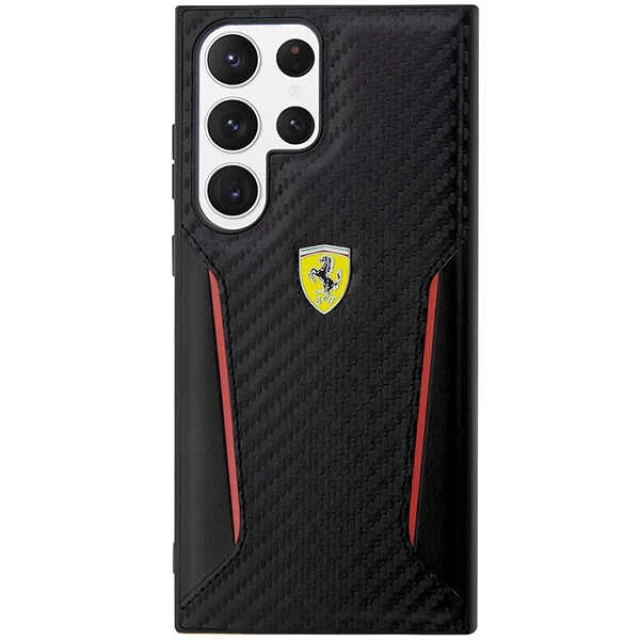 Чохол Ferrari для Samsung Galaxy S23 Ultra S918 Carbon Contrast Edges Black (FEHCS23LNPYK)