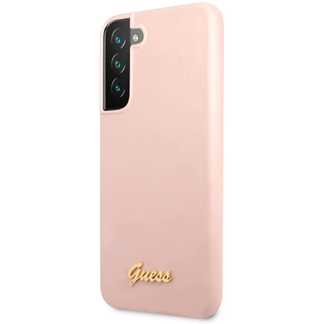 Чехол Guess Silicone Script Metal Logo для Samsung Galaxy S23 Plus Pink (GUHCS23MLSLMGPP)