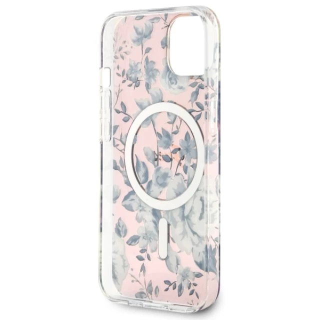 Чохол Guess Flower для iPhone 14 Plus Pink with MagSafe (GUHMP14MHCFWSP)