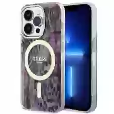 Чехол Guess Leopard для iPhone 14 Pro Max Pink with MagSafe (GUHMP14XHLEOPWP)