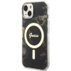 Чехол Guess Golden Marble для iPhone 14 Black with MagSafe (GUHMP14SHTMRSK)