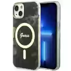 Чехол Guess Golden Marble для iPhone 14 Plus Black with MagSafe (GUHMP14MHTMRSK)