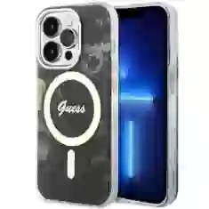 Чехол Guess Golden Marble для iPhone 14 Pro Max Black with MagSafe (GUHMP14XHTMRSK)