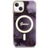 Чохол Guess Golden Marble для iPhone 14 Purple with MagSafe (GUHMP14SHTMRSU)