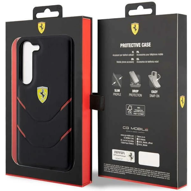 Чехол Ferrari для Samsung Galaxy S23 S911 Hot Stamp Lines Black (FEHCS23SPBAK)