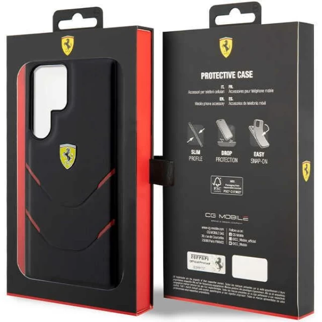 Чохол Ferrari для Samsung Galaxy S23 Ultra S918 Hot Stamp Lines Black (FEHCS23LPBAK)