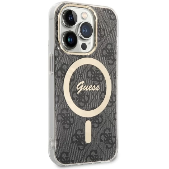 Чехол Guess 4G для iPhone 14 Pro Black with MagSafe (GUHMP14LH4STK)