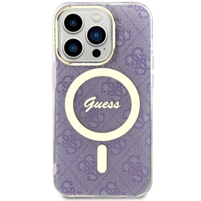 Чехол Guess 4G для iPhone 14 Pro Purple with MagSafe (GUHMP14LH4STU)