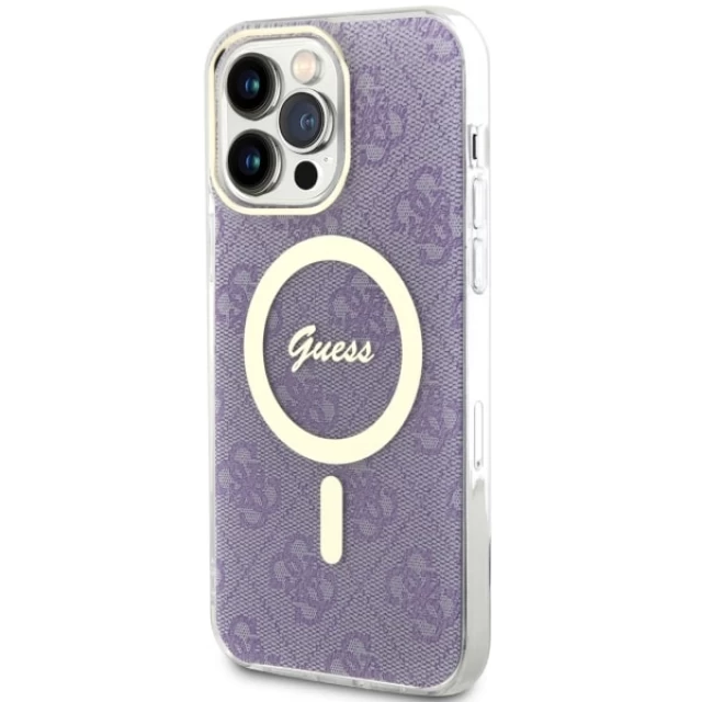 Чохол Guess 4G для iPhone 14 Pro Max Purple with MagSafe (GUHMP14XH4STU)