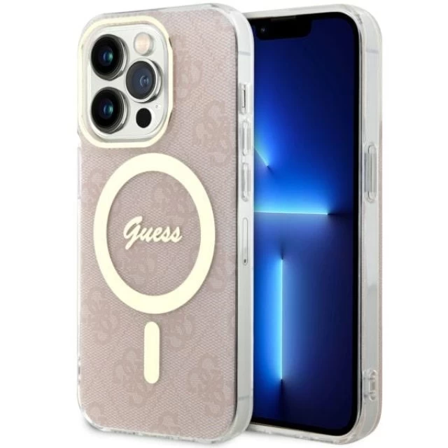 Чохол Guess 4G для iPhone 14 Pro Pink with MagSafe (GUHMP14LH4STP)