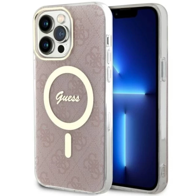 Чохол Guess 4G для iPhone 14 Pro Max Pink with MagSafe (GUHMP14XH4STP)