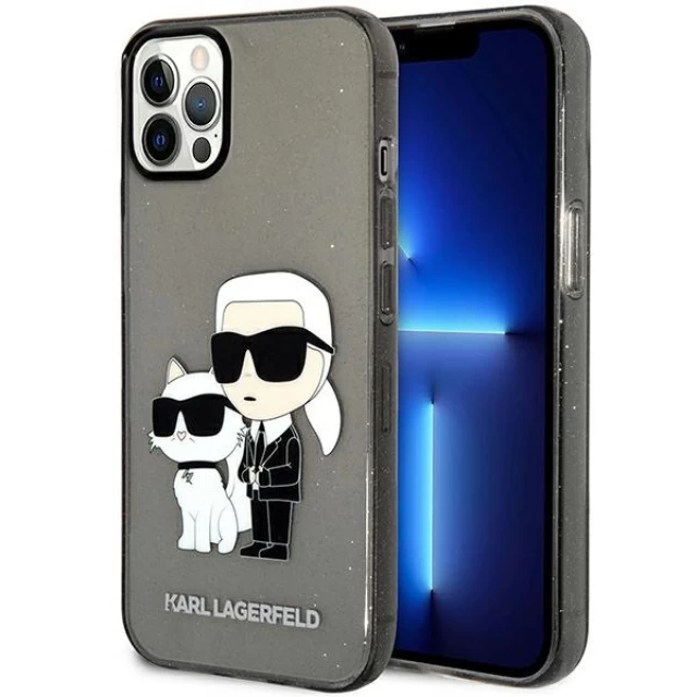 Чехол Karl Lagerfeld Gliter Karl & Choupette для iPhone 12 | 12 Pro Black (KLHCP12MHNKCTGK)