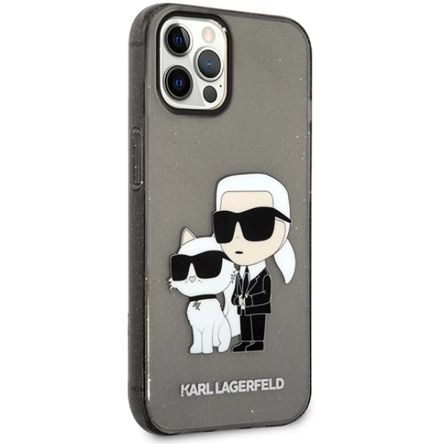 Чехол Karl Lagerfeld Gliter Karl & Choupette для iPhone 12 | 12 Pro Black (KLHCP12MHNKCTGK)