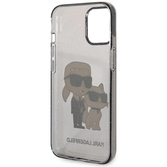 Чехол Karl Lagerfeld Gliter Karl & Choupette для iPhone 12 | 12 Pro Black (KLHCP12MHNKCTGK)