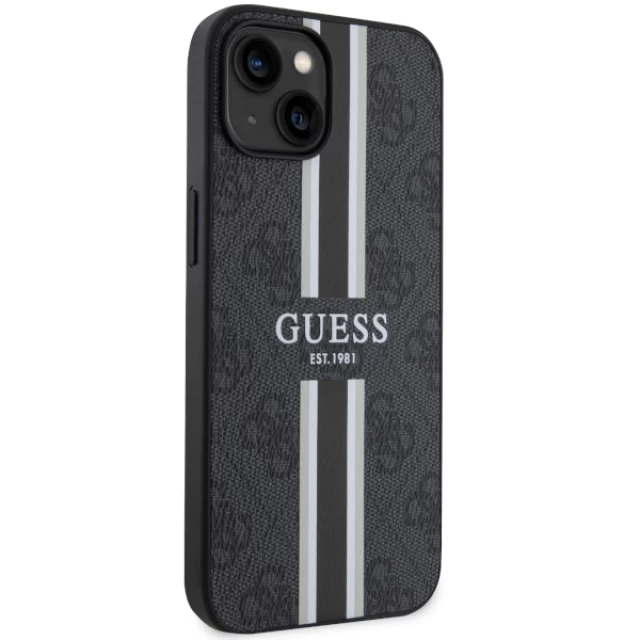 Чехол Guess 4G Printed Stripes для iPhone 14 Plus Black with MagSafe (GUHMP14MP4RPSK)