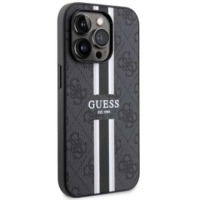 Чохол Guess 4G Printed Stripes для iPhone 14 Pro Black with MagSafe (GUHMP14LP4RPSK)
