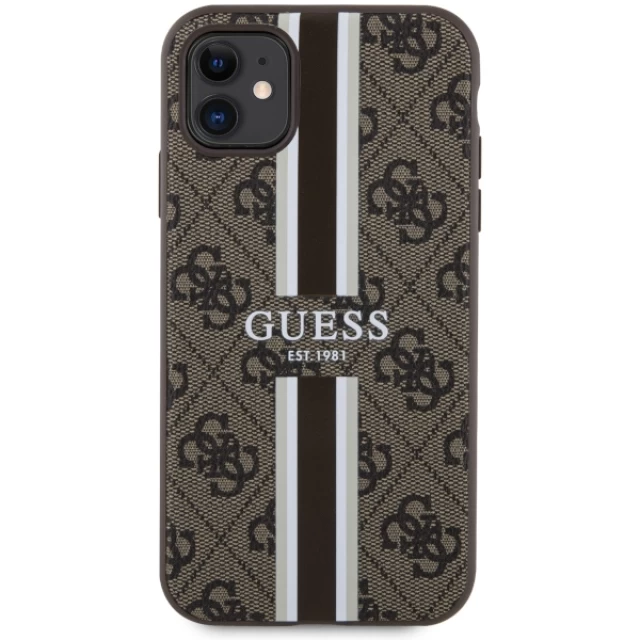 Чехол Guess 4G Printed Stripes для iPhone 11 | XR Brown with MagSafe (GUHMN61P4RPSW)