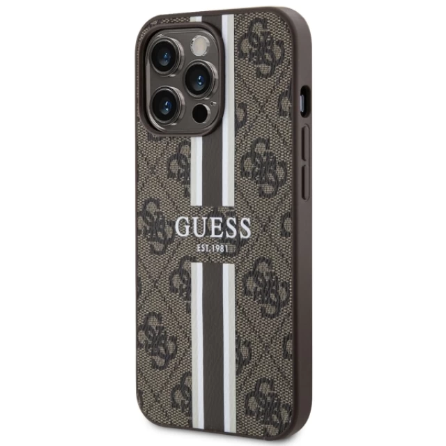 Чохол Guess 4G Printed Stripes для iPhone 13 Pro Brown with MagSafe (GUHMP13LP4RPSW)