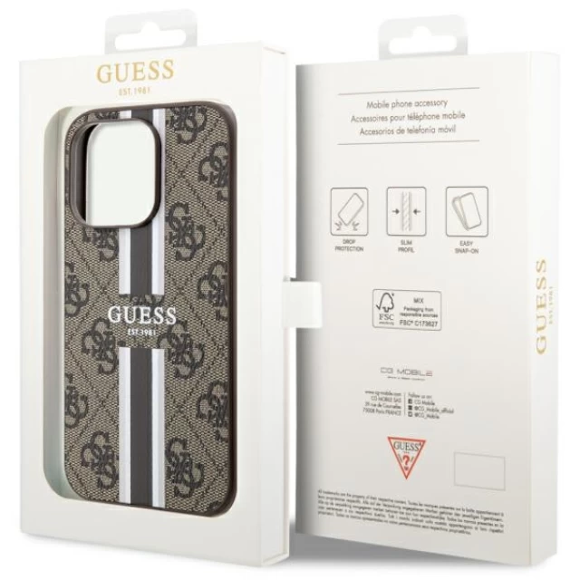 Чехол Guess 4G Printed Stripes для iPhone 14 Pro Max Brown with MagSafe (GUHMP14XP4RPSW)