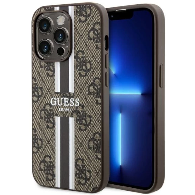Чохол Guess 4G Printed Stripes для iPhone 14 Pro Max Brown with MagSafe (GUHMP14XP4RPSW)
