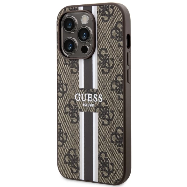 Чохол Guess 4G Printed Stripes для iPhone 14 Pro Max Brown with MagSafe (GUHMP14XP4RPSW)