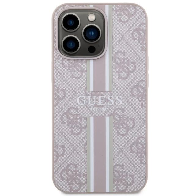 Чехол Guess 4G Printed Stripes для iPhone 13 Pro Pink with MagSafe (GUHMP13LP4RPSP)
