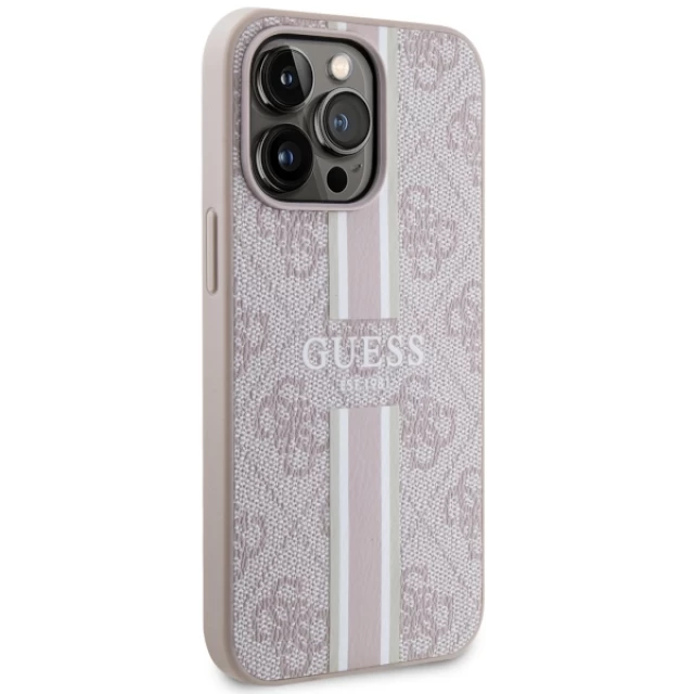 Чехол Guess 4G Printed Stripes для iPhone 13 Pro Pink with MagSafe (GUHMP13LP4RPSP)