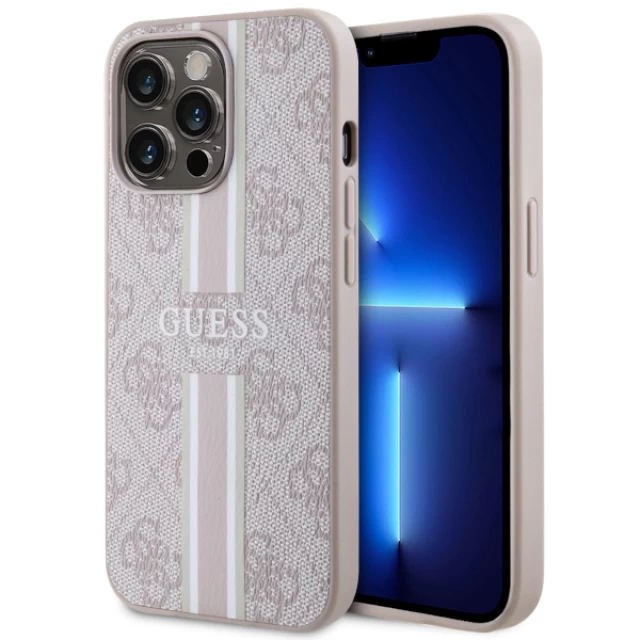 Чохол Guess 4G Printed Stripes для iPhone 13 Pro Max Pink with MagSafe (GUHMP13XP4RPSP)