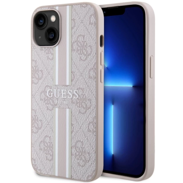 Чохол Guess 4G Printed Stripes для iPhone 14 Plus Pink with MagSafe (GUHMP14MP4RPSP)