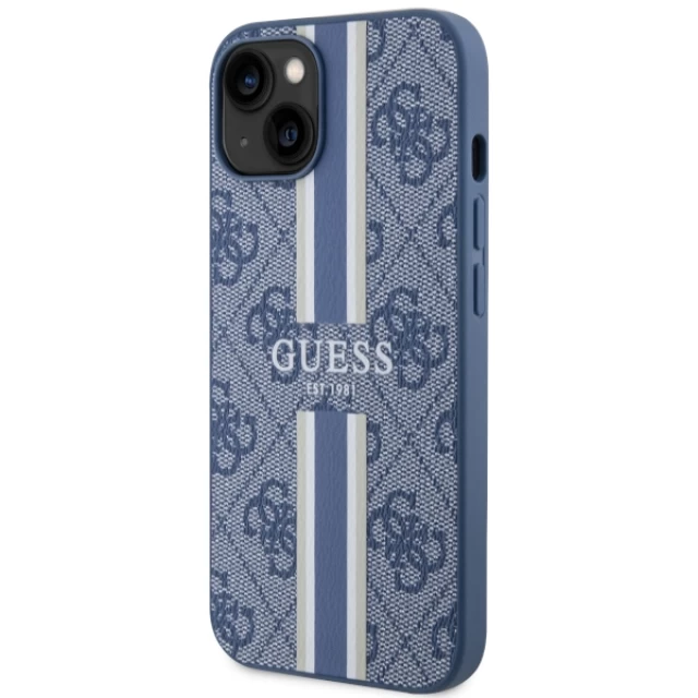 Чехол Guess 4G Printed Stripes для iPhone 14 Blue with MagSafe (GUHMP14SP4RPSB)