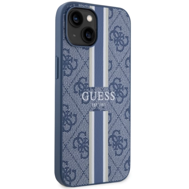 Чехол Guess 4G Printed Stripes для iPhone 14 Blue with MagSafe (GUHMP14SP4RPSB)