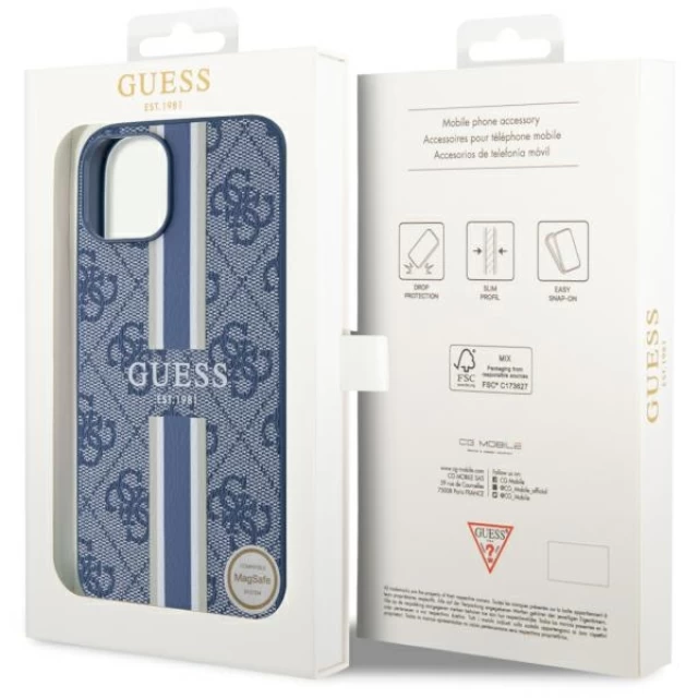 Чохол Guess 4G Printed Stripes для iPhone 14 Plus Blue with MagSafe (GUHMP14MP4RPSB)