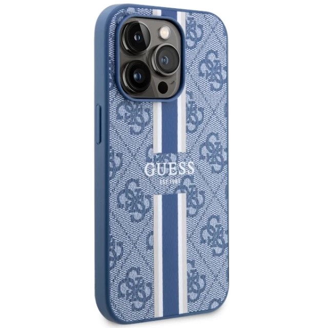 Чохол Guess 4G Printed Stripes для iPhone 14 Pro Max Blue with MagSafe (GUHMP14XP4RPSB)