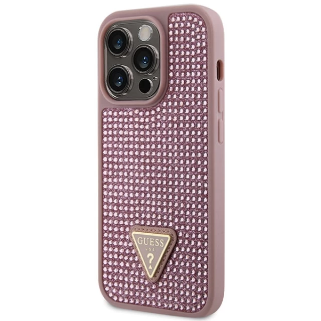 Чохол Guess Rhinestone Triangle для iPhone 14 Pro Pink (GUHCP14LHDGTPP)