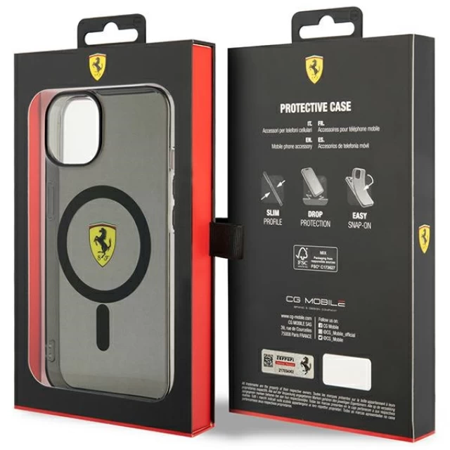 Чехол Ferrari Translucent для iPhone 14 Plus Black with MagSafe (FEHMP14MURKK)