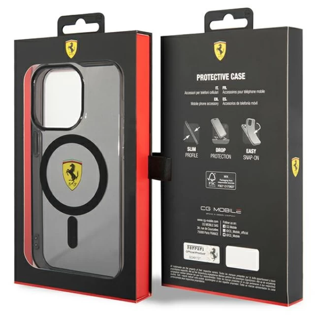 Чехол Ferrari Translucent для iPhone 14 Pro Max Black with MagSafe (FEHMP14XURKK)