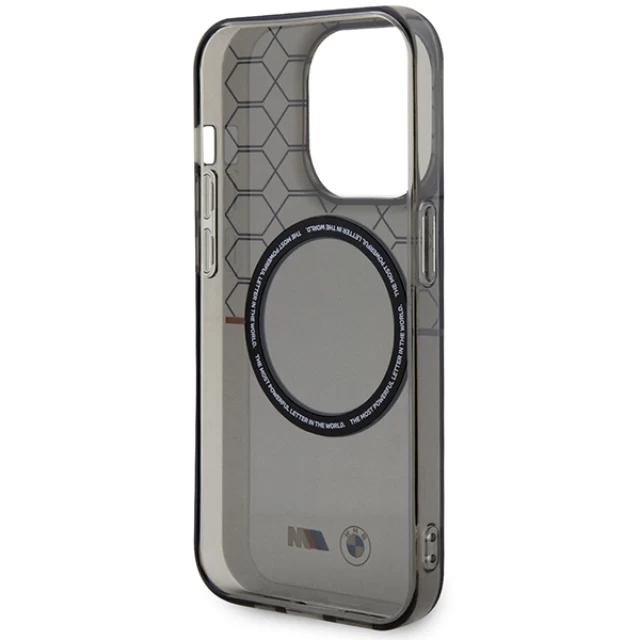 Чехол BMW Pattern для iPhone 14 Pro Grey with MagSafe (BMHMP14LHGPK)