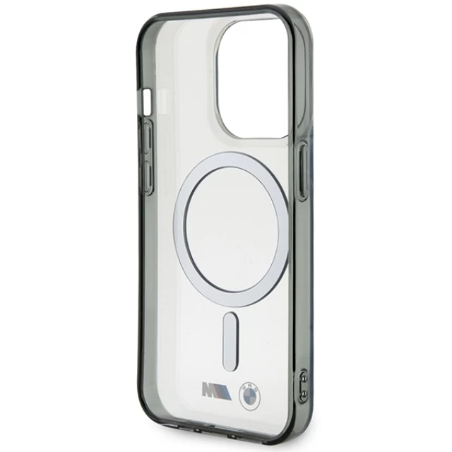 Чехол BMW Silver Ring для iPhone 14 Pro Transparent with MagSafe (BMHMP14LHCRS)