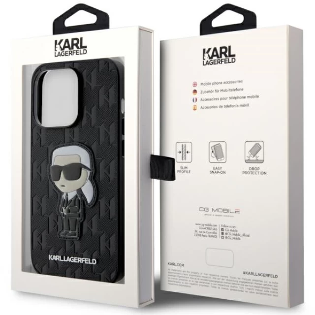 Чохол Karl Lagerfeld Saffiano Monogram Ikonik для iPhone 14 Pro Max Black (KLHCP14XSAKHPKK)